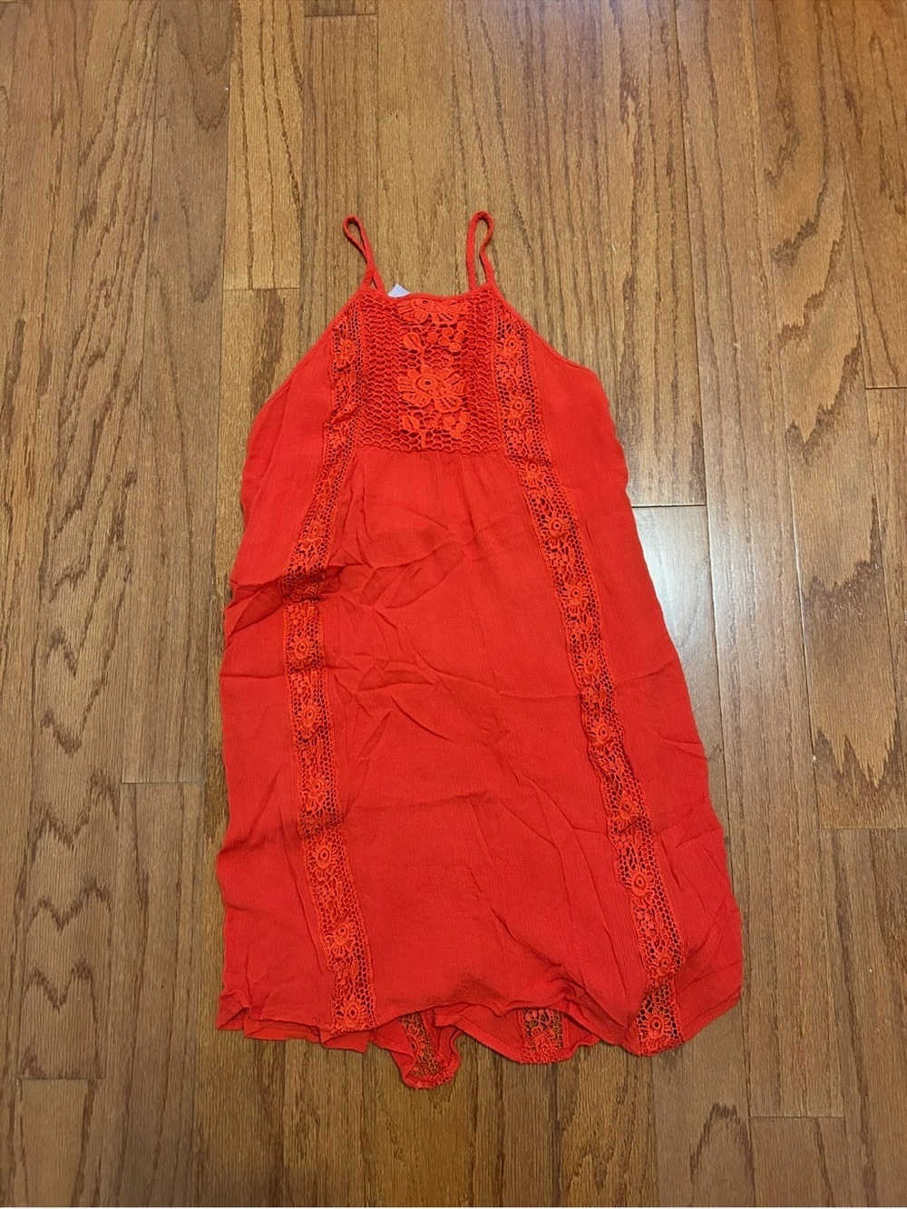 Alya Red Crochet Lace Boho Mini Dress Festival Summer Small - Picture 2 of 6